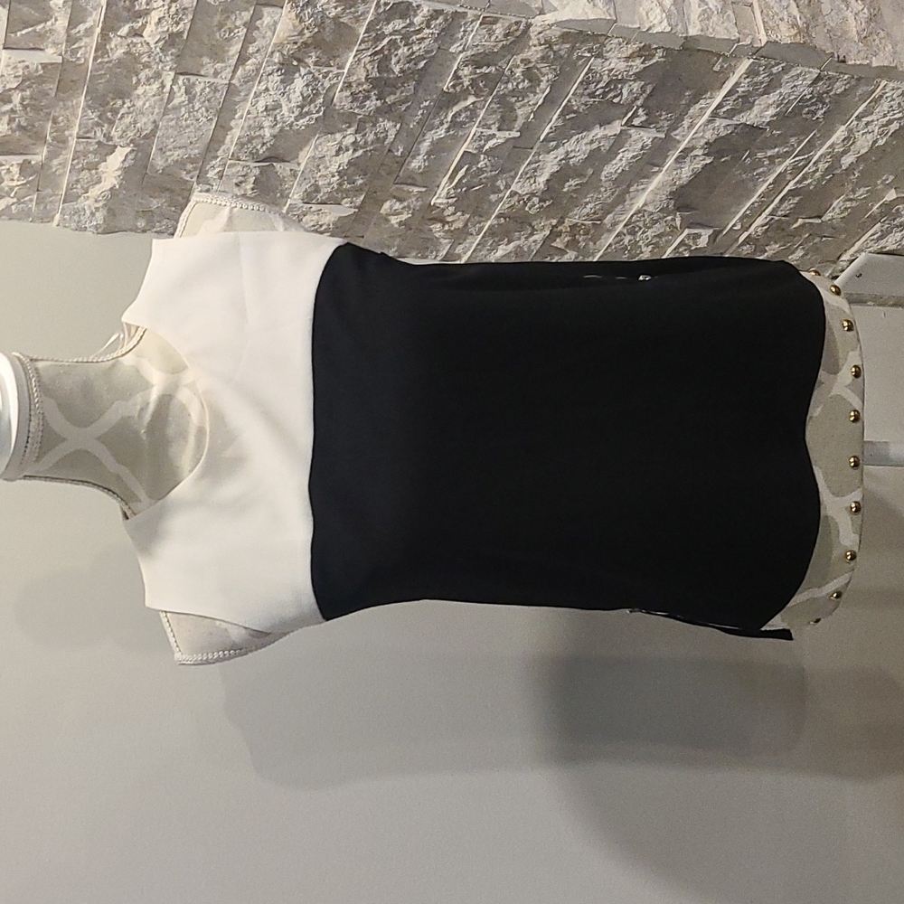 Zara Black and white sleeveless color blocking blouse with side zippers